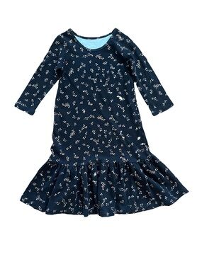 Alice + Ames Black Floral Ruffle Hem Long Sleeve Dress